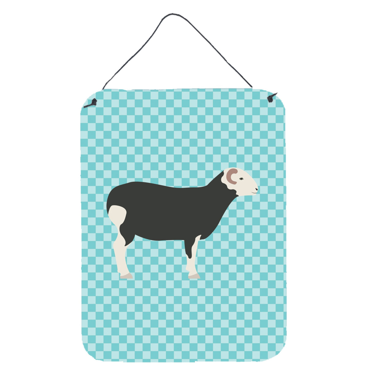 CarolineS Treasures Herwick Sheep Blue Check Metal Print, 16Hx12W, Multicolor