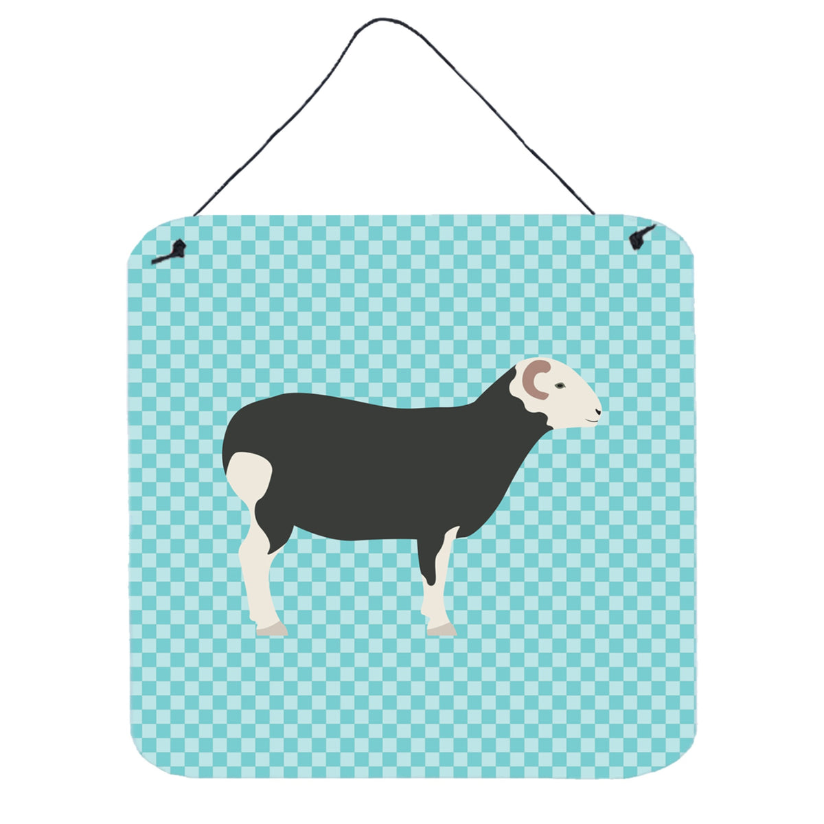 CarolineS Treasures Blue Herwick Sheep Check Metal Print, 6 Inch  Inch  H X 6 Inch  Inch  W