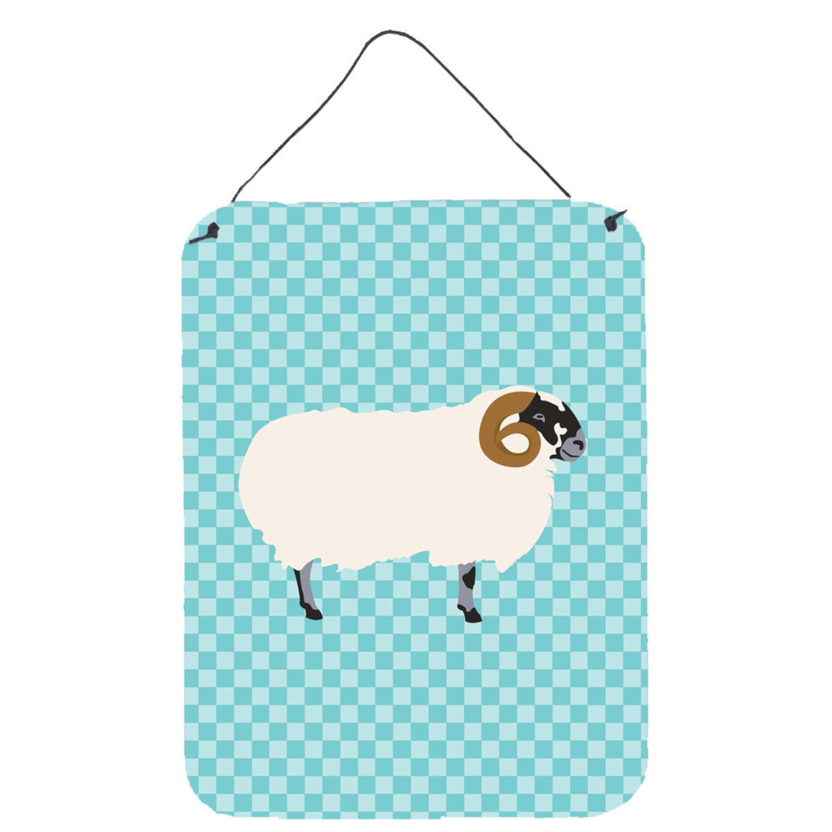 CarolineS Treasures Scottish Blackface Sheep Blue Check Metal Print, 16Hx12W, Multicolor