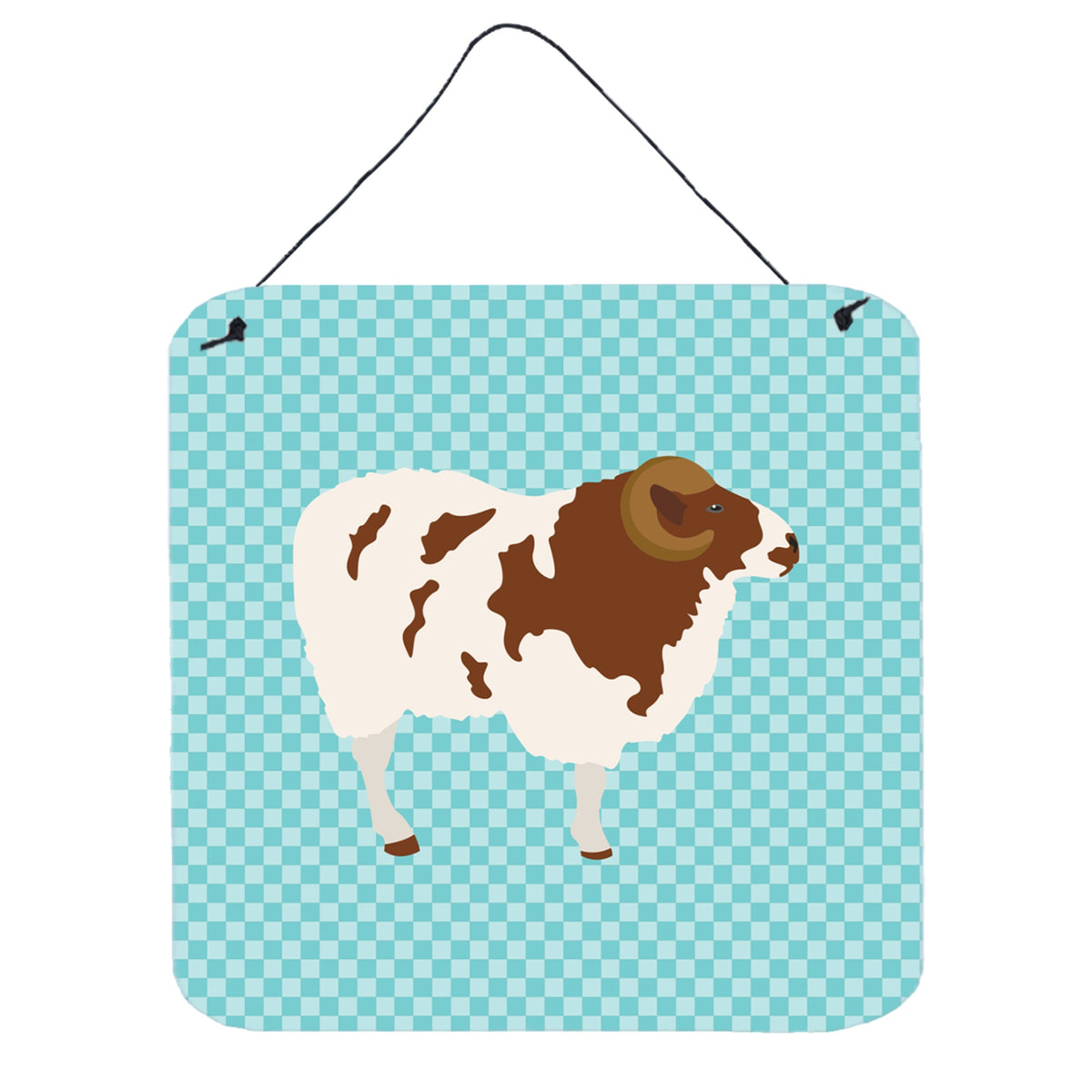 CarolineS Treasures Blue Jacob Sheep Check Metal Print, 6 Inch  Inch  H X 6 Inch  Inch  W