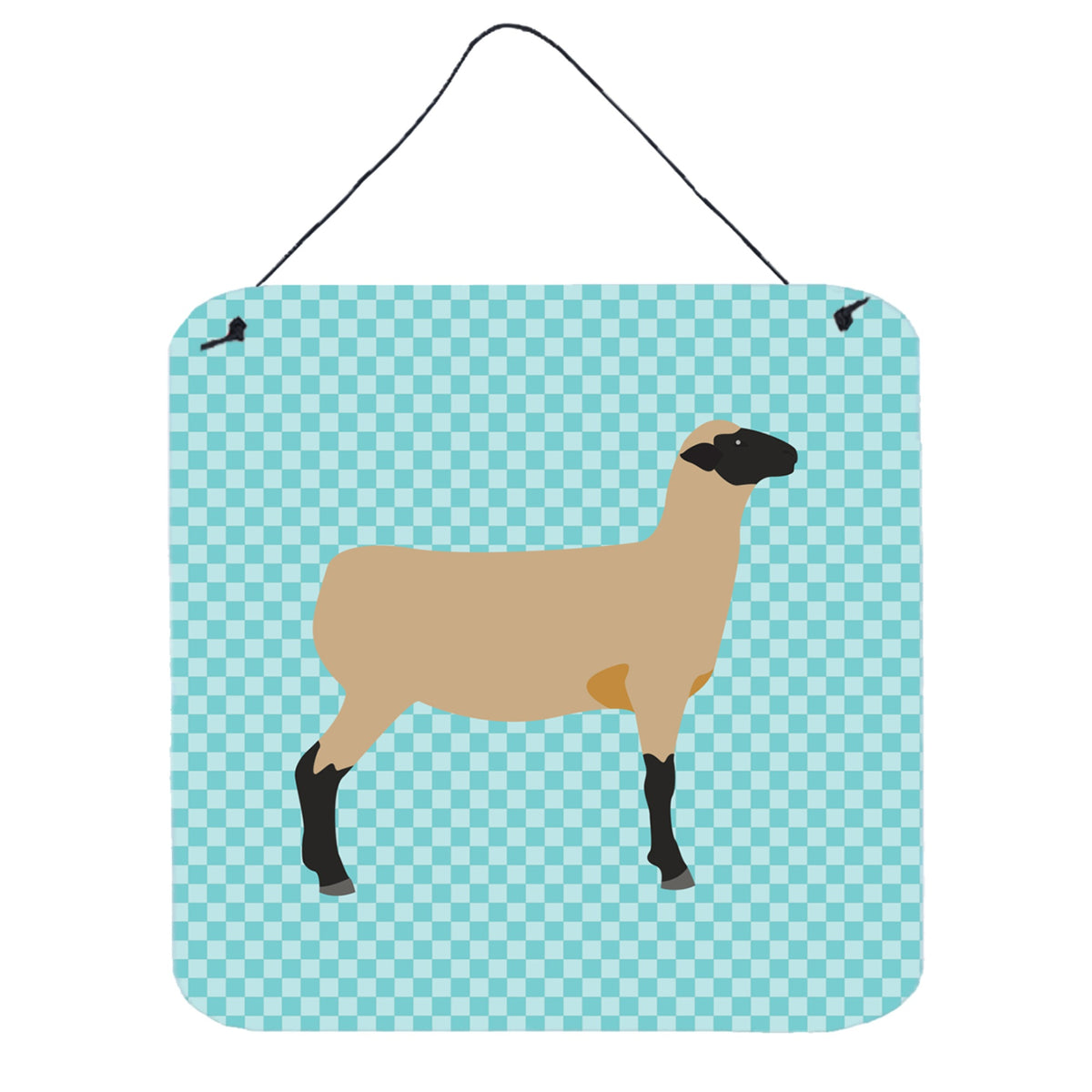 CarolineS Treasures Blue Hampshire Down Sheep Check Metal Print, 6 Inch  Inch  H X 6 Inch  Inch  W