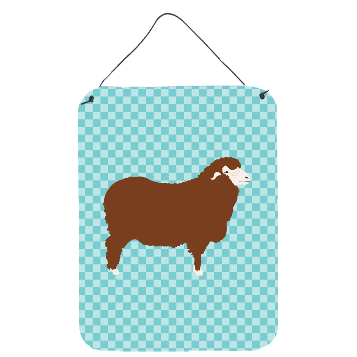 CarolineS Treasures Merino Sheep Blue Check Metal Print, 16Hx12W, Multicolor
