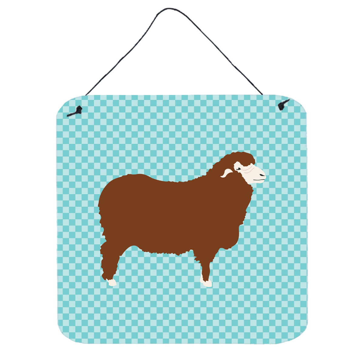 CarolineS Treasures Blue Merino Sheep Check Metal Print, 6 Inch  Inch  H X 6 Inch  Inch  W
