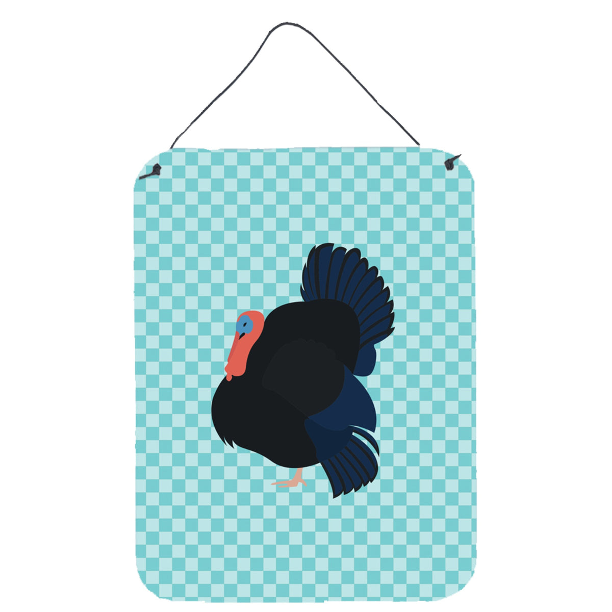 CarolineS Treasures Norfolk Black Turkey Blue Check Metal Print, 16Hx12W, Multicolor