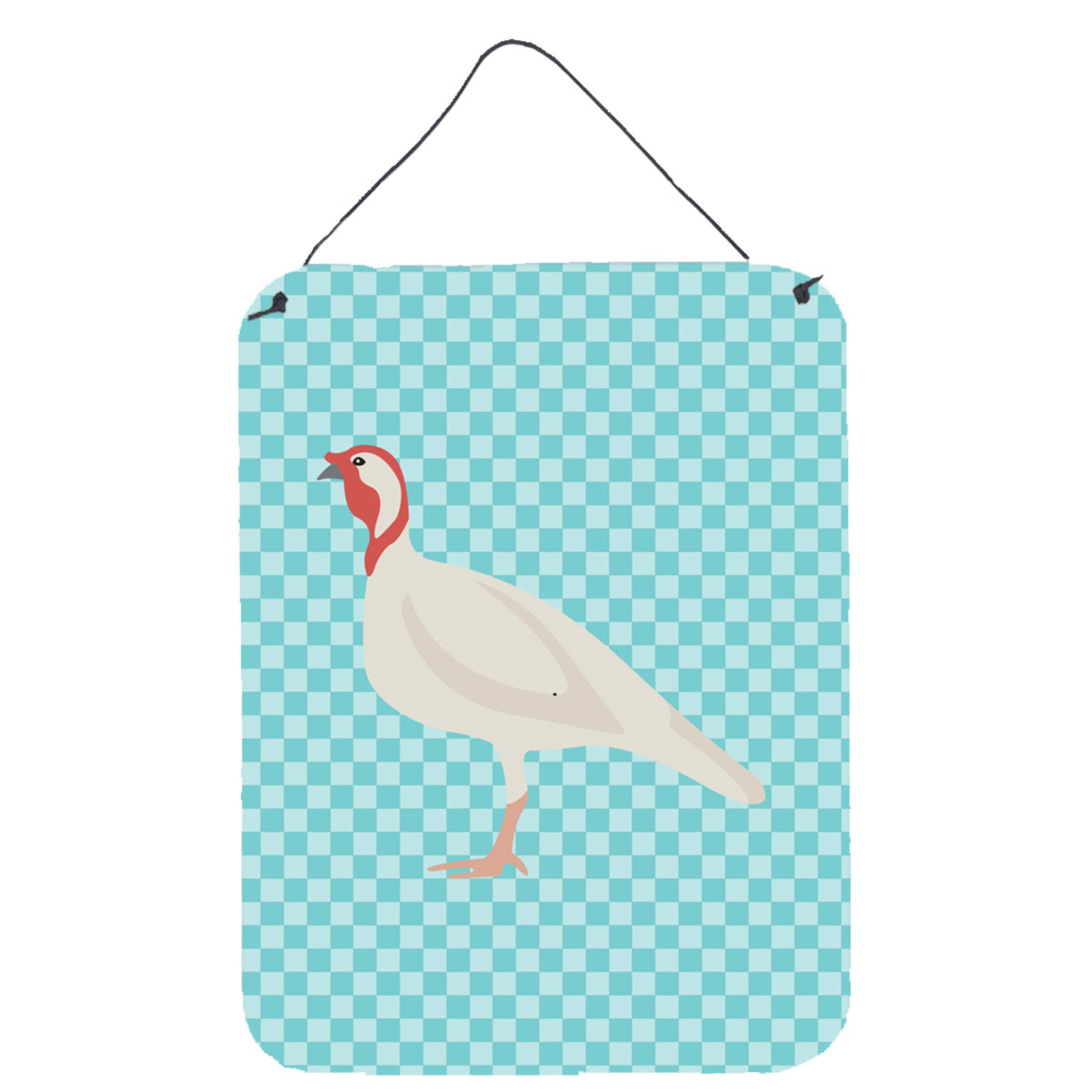 CarolineS Treasures Blue Check Beltsville Small White Turkey Hen Metal Print, 16Hx12W, Multicolor