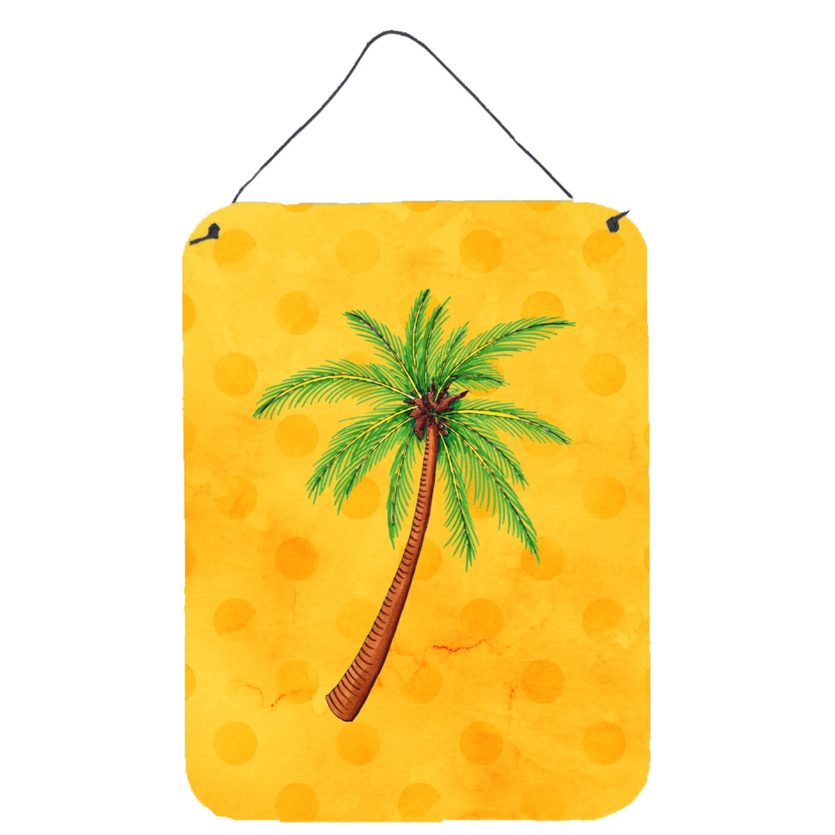 CarolineS Treasures Palm Tree Yellow Polkadot Metal Print, 16Hx12W, Multicolor