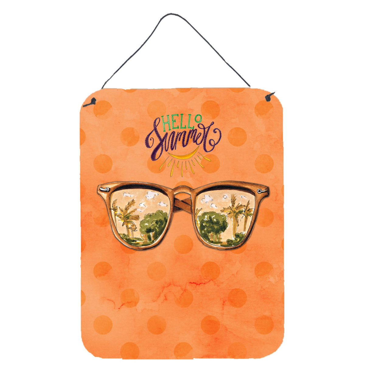 CarolineS Treasures Beach Sunglasses Orange Polkadot Metal Print, 16Hx12W, Multicolor