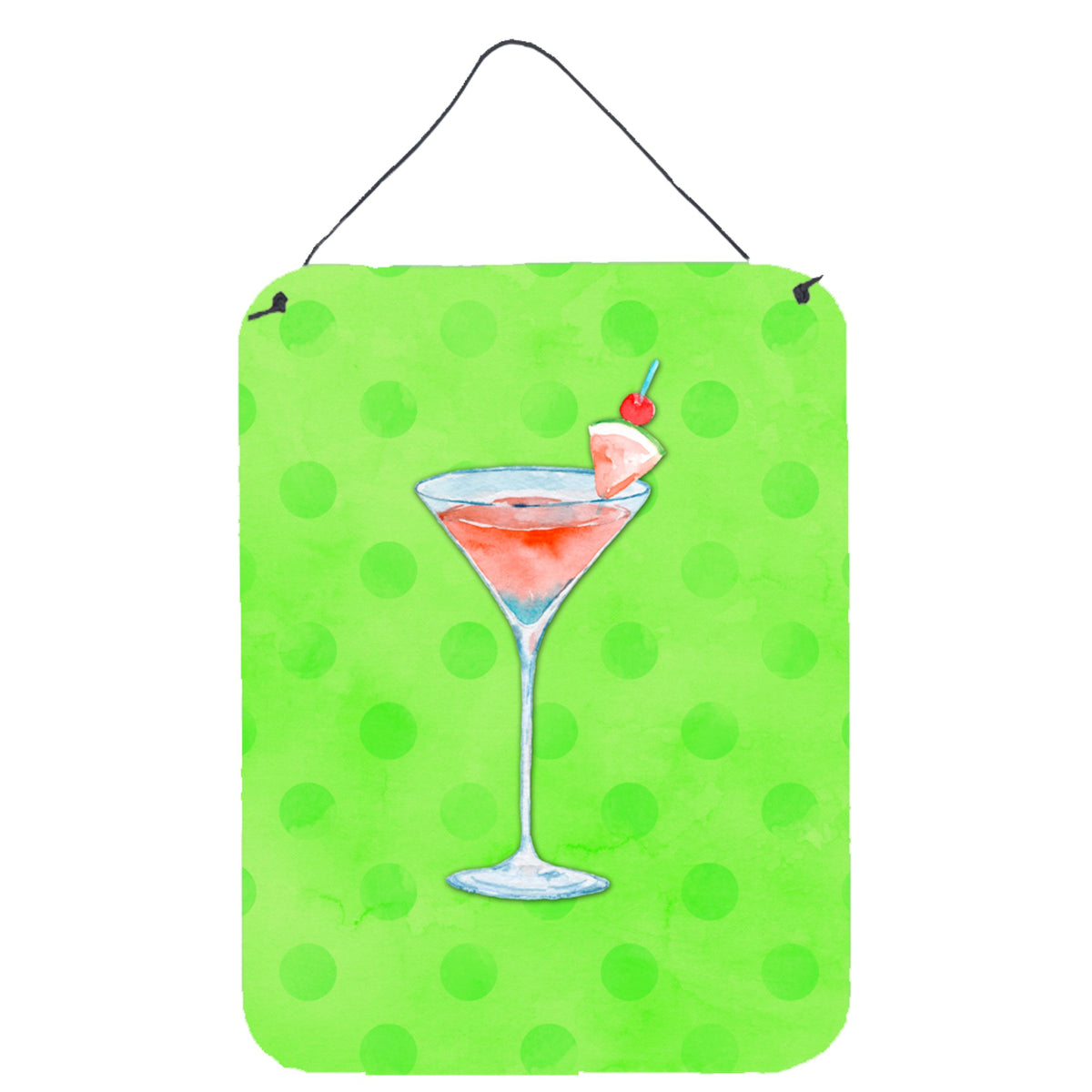 CarolineS Treasures Summer Martini Green Polkadot Metal Print, 16Hx12W, Multicolor