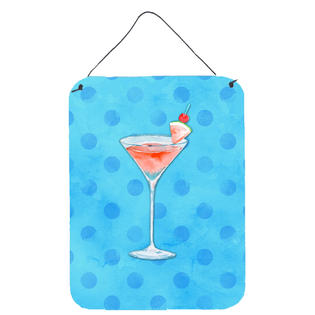 CarolineS Treasures Summer Martini Blue Polkadot Metal Print, 16Hx12W, Multicolor