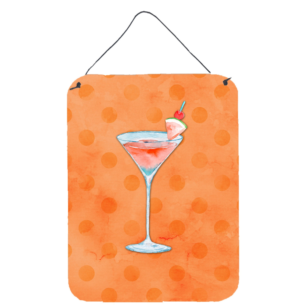 CarolineS Treasures Summer Martini Orange Polkadot Metal Print, 16Hx12W, Multicolor