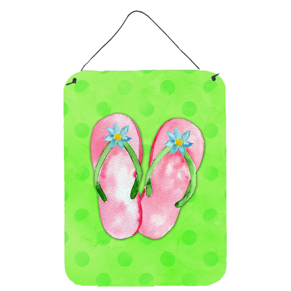 CarolineS Treasures Pink Flip Flops Green Polkadot Metal Print, 16Hx12W, Multicolor