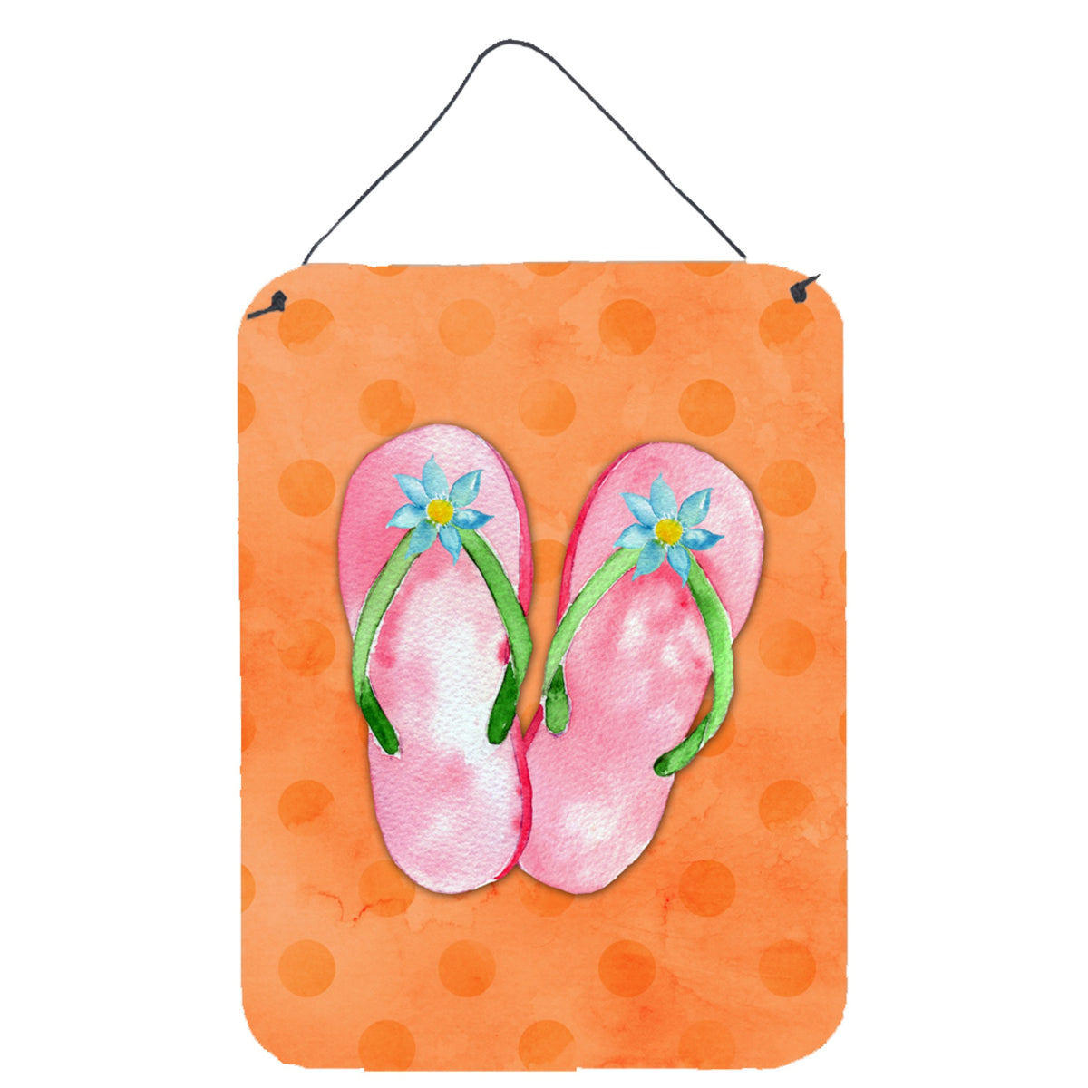 CarolineS Treasures Pink Flip Flops Orange Polkadot Metal Print, 16Hx12W, Multicolor