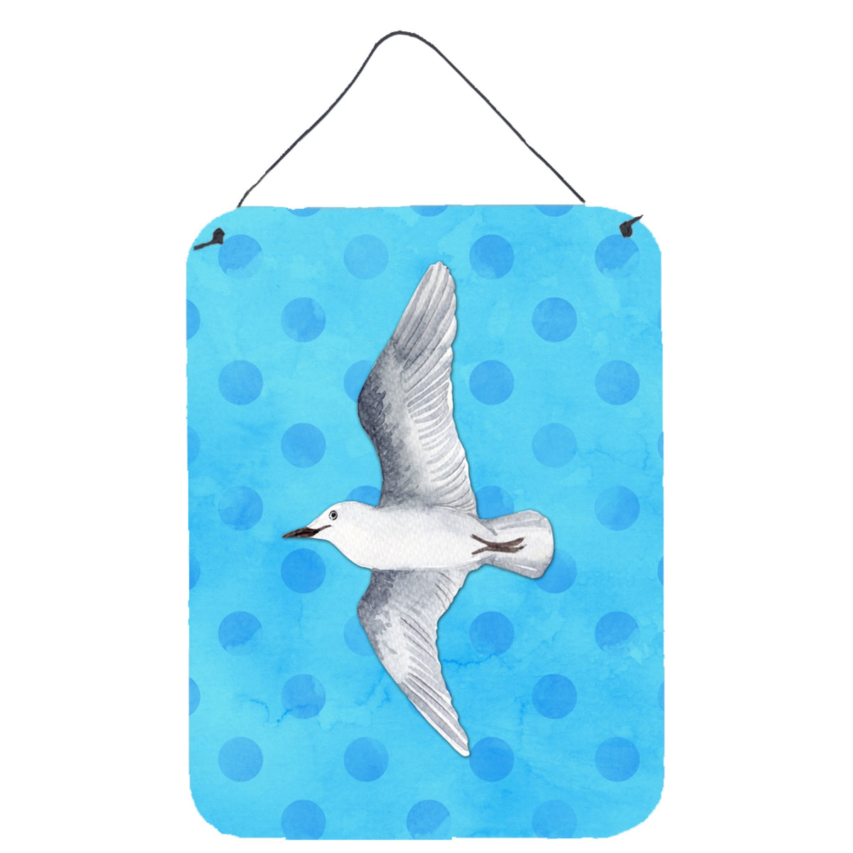 CarolineS Treasures Sea Gull Blue Polkadot Metal Print, 16Hx12W, Multicolor