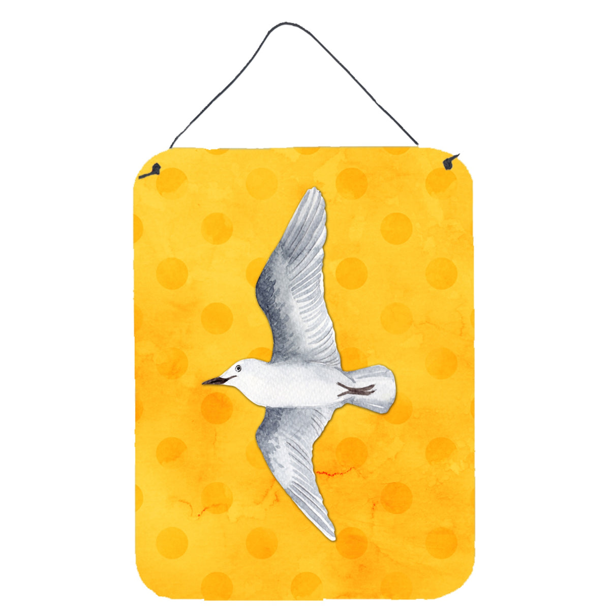 CarolineS Treasures Sea Gull Yellow Polkadot Metal Print, 16Hx12W, Multicolor
