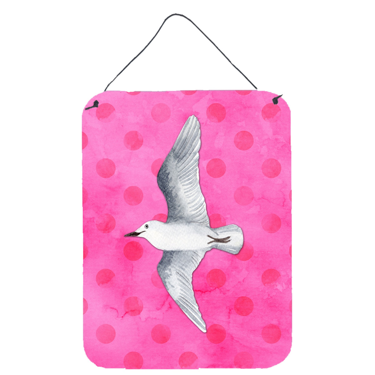 CarolineS Treasures Sea Gull Pink Polkadot Metal Print, 16Hx12W, Multicolor