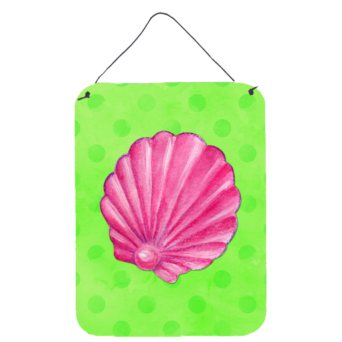 CarolineS Treasures Pink Sea Shell Green Polkadot Metal Print, 16Hx12W, Multicolor