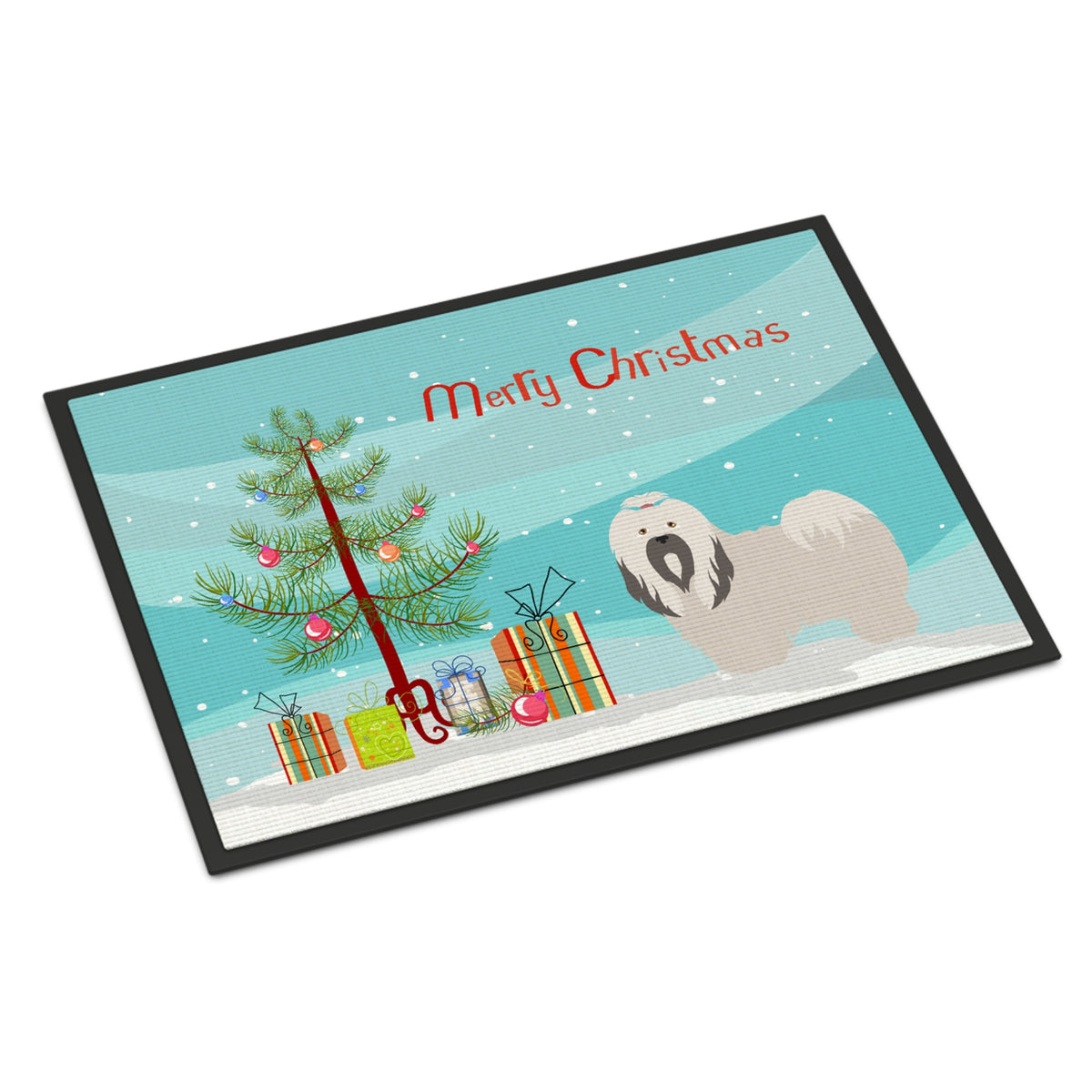 CarolineS Treasures Lhasa Apso Christmas Doormat 18Hx27W Multicolor