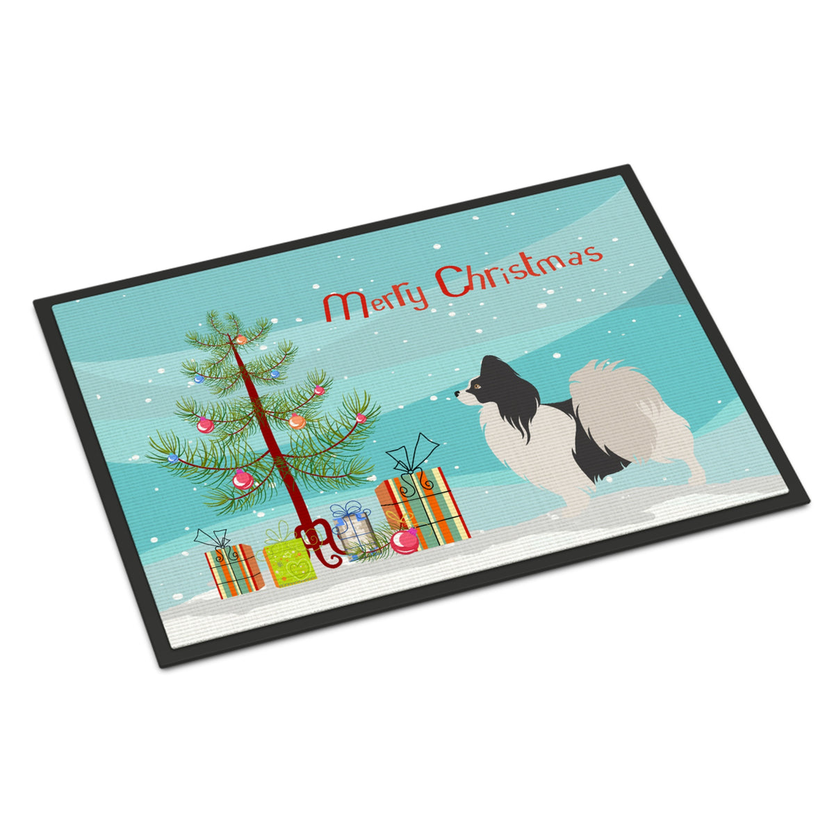 CarolineS Treasures Papillon Christmas Doormat 24Hx36W Multicolor