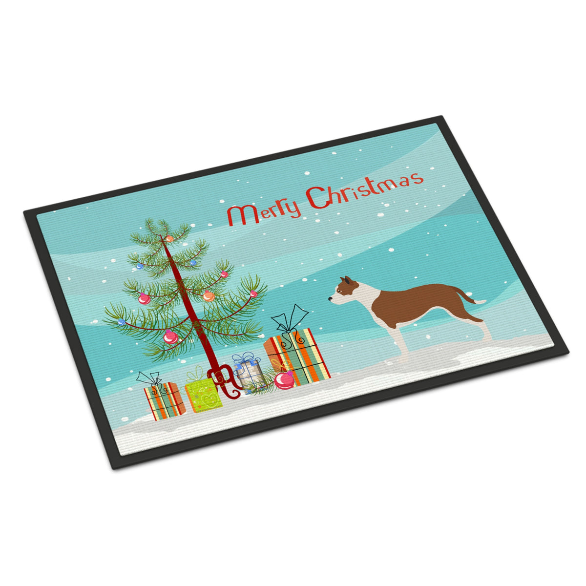 CarolineS Treasures Pit Bull Terrier Christmas Doormat 24Hx36W Multicolor
