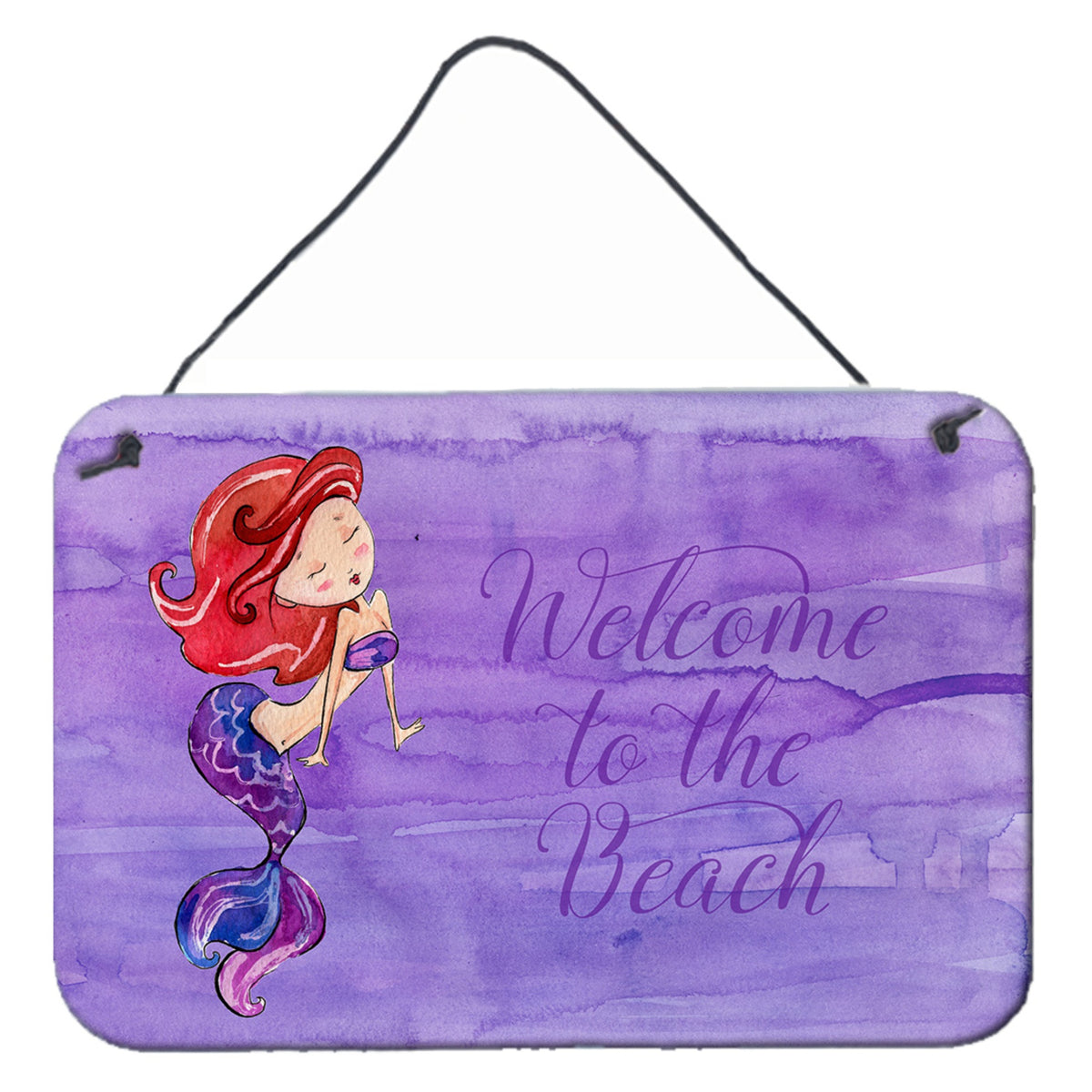 CarolineS Treasures Mermaid Welcome Purple Metal Print, 8 Inch  Inch  X 12 Inch  Inch , Multicolor