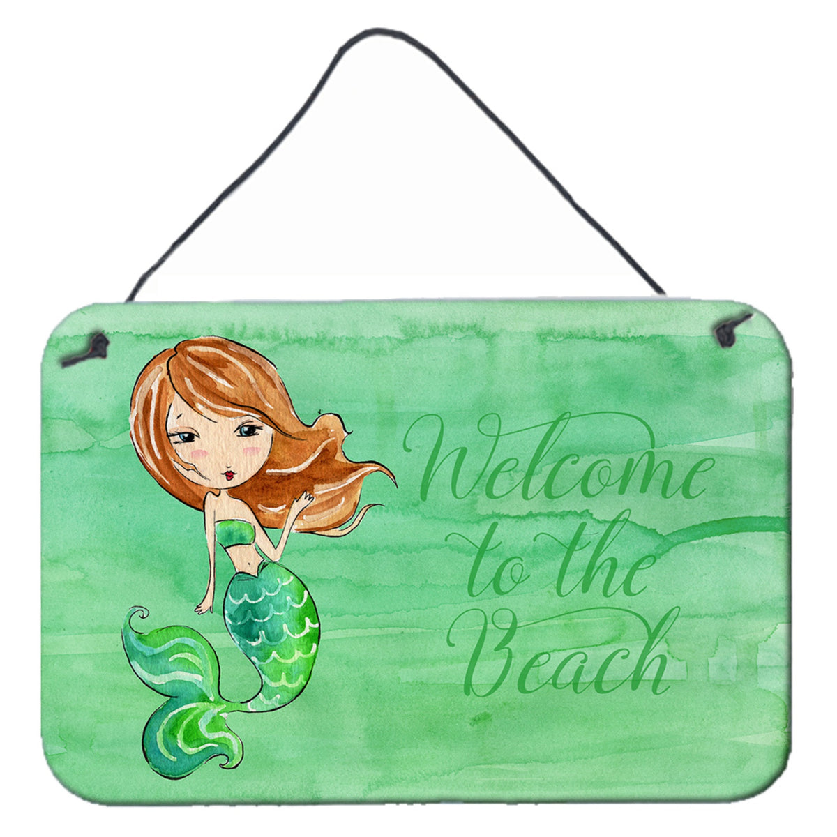 CarolineS Treasures Mermaid Welcome Green Metal Print, 8 Inch  Inch  X 12 Inch  Inch , Multicolor