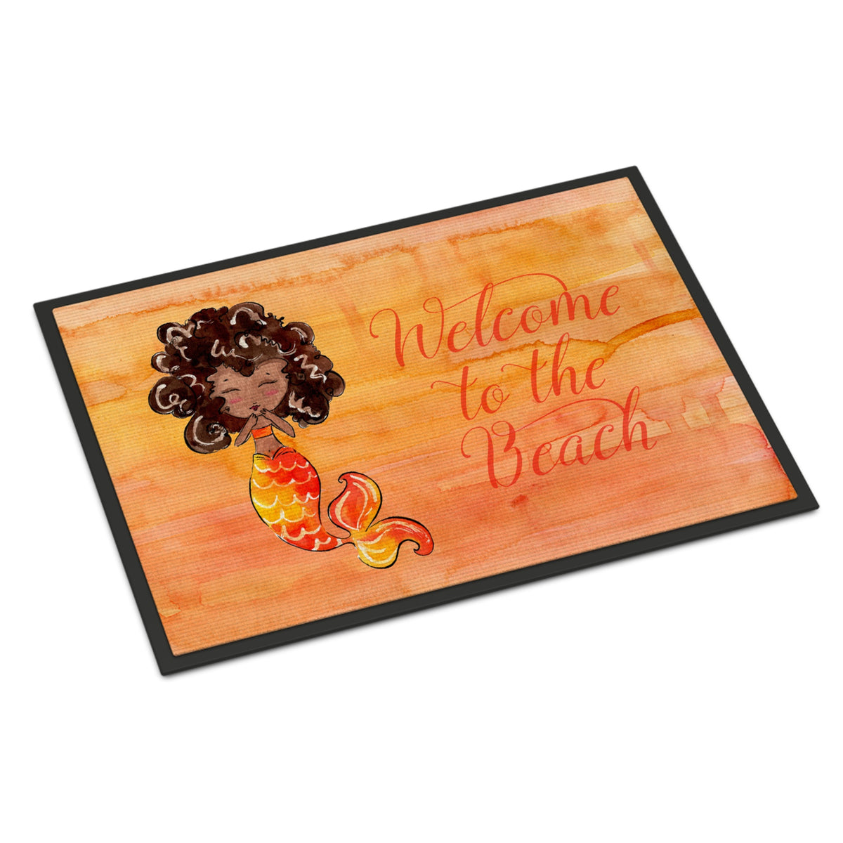 CarolineS Treasures Mermaid Welcome Orange Doormat, 24 Inch  Inch  X 36 Inch  Inch , Multicolor
