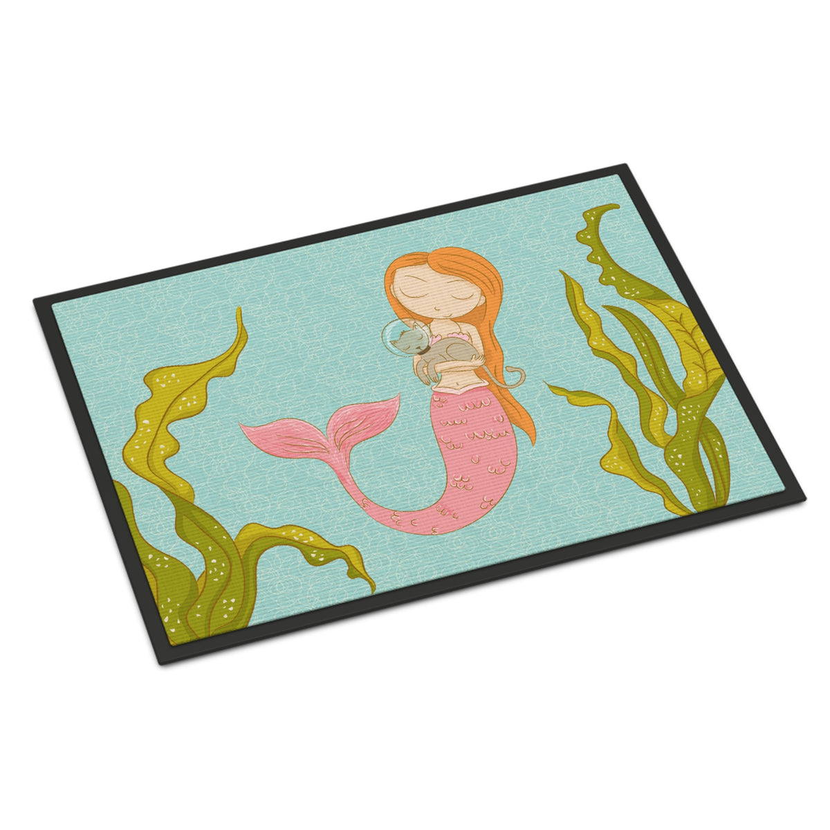 CarolineS Treasures Mermaid And Cat Underwater Doormat 24 Inch  Inch  X 36 Inch  Inch  Multicolor