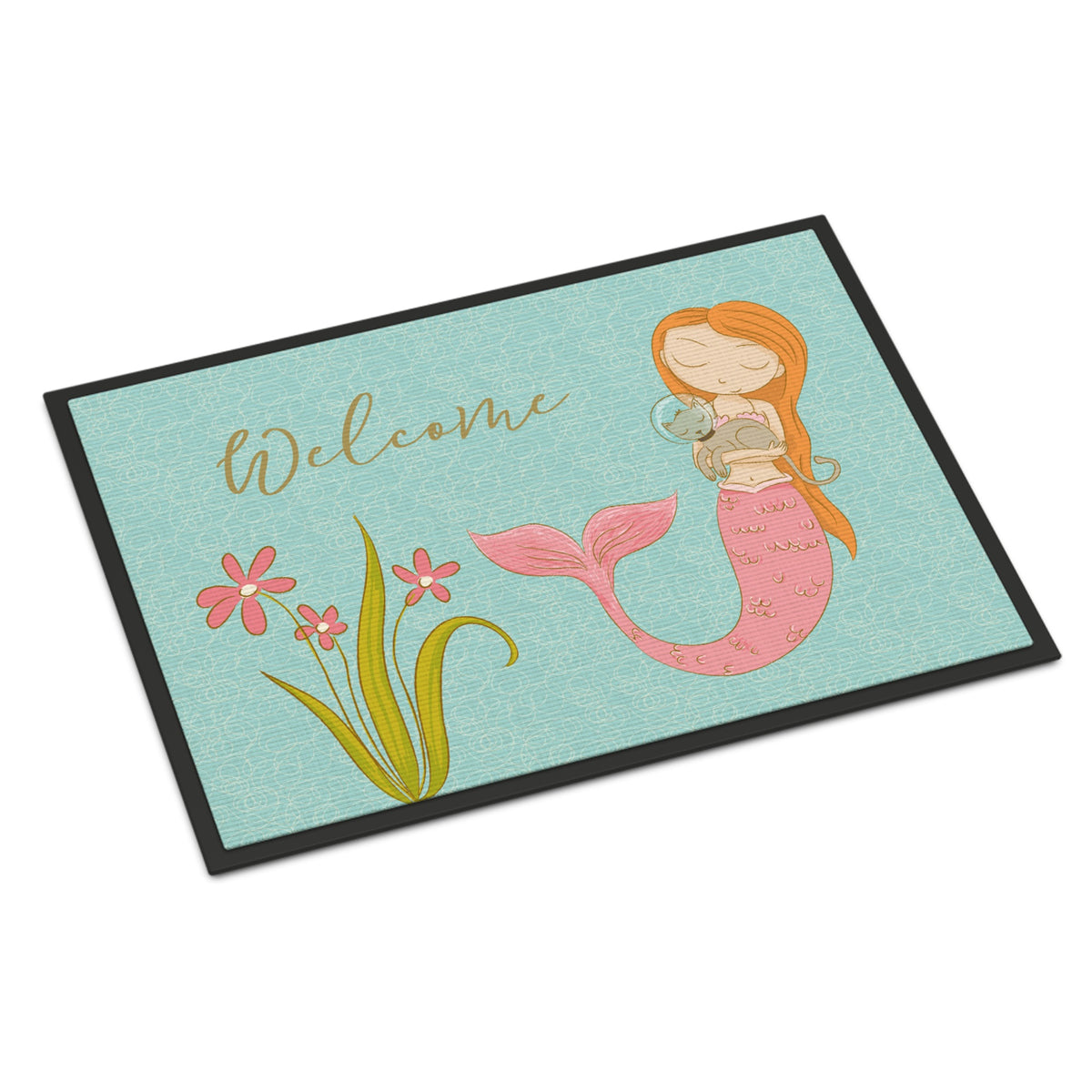 CarolineS Treasures Mermaid With Cat Welcome Doormat 24 Inch  Inch  X 36 Inch  Inch  Multicolor
