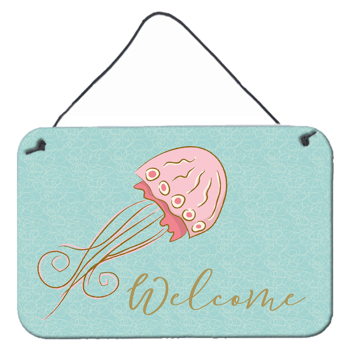 CarolineS Treasures Jelly Fish Welcome Metal Print, 8 Inch  Inch  X 12 Inch  Inch , Multicolor