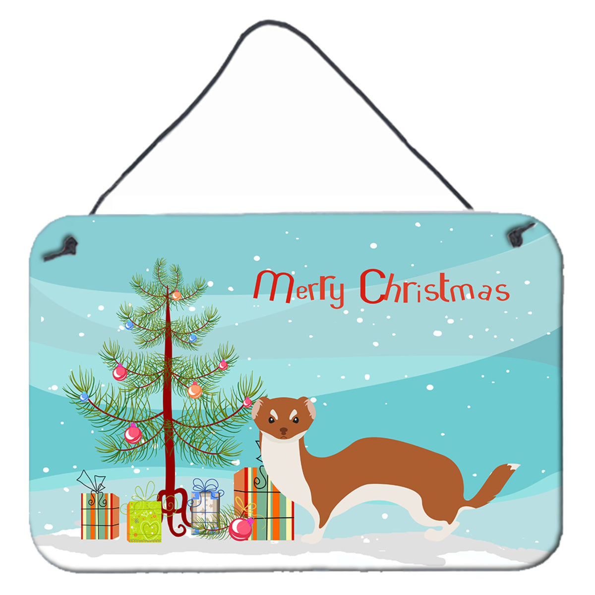 CarolineS Treasures Weasel Christmas Metal Print, 8 Inch  Inch  X 12 Inch  Inch