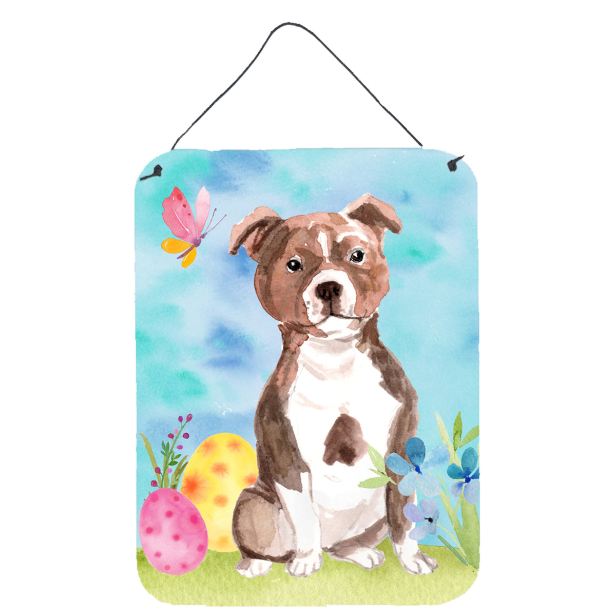 CarolineS Treasures Red Staffie Bull Terrier Easter Metal Print, 16 Inch  Inch  X 12 Inch  Inch , Multicolor