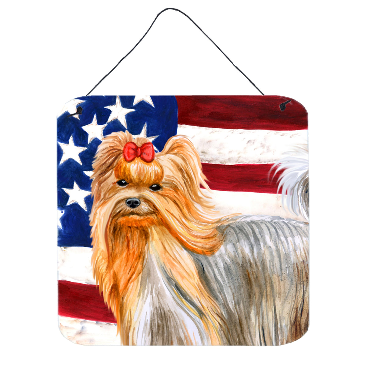 CarolineS Treasures Yorkshire Terrier Patriotic Metal Print, 6H X 6W, Usa American Flag