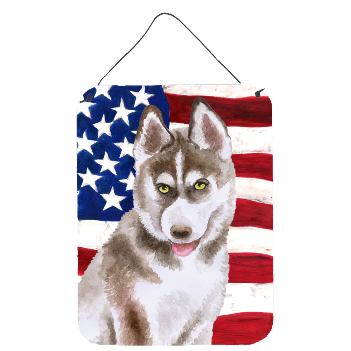 CarolineS Treasures Siberian Husky Grey Patriotic Metal Print, 16 Inch  Inch  X 12 Inch  Inch , Multicolor