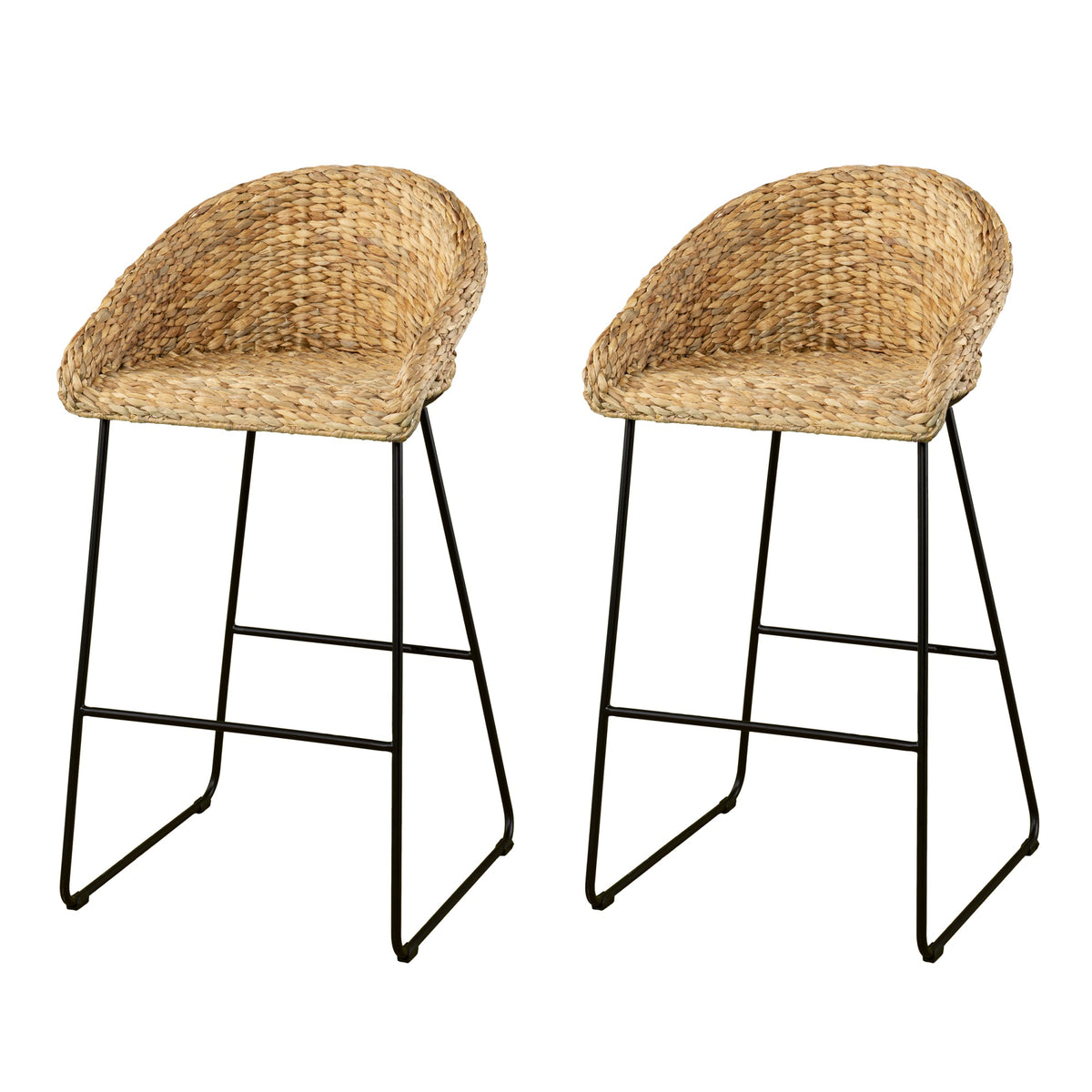 Landrine Water Hyacinth Bar Stools  2Pc Set