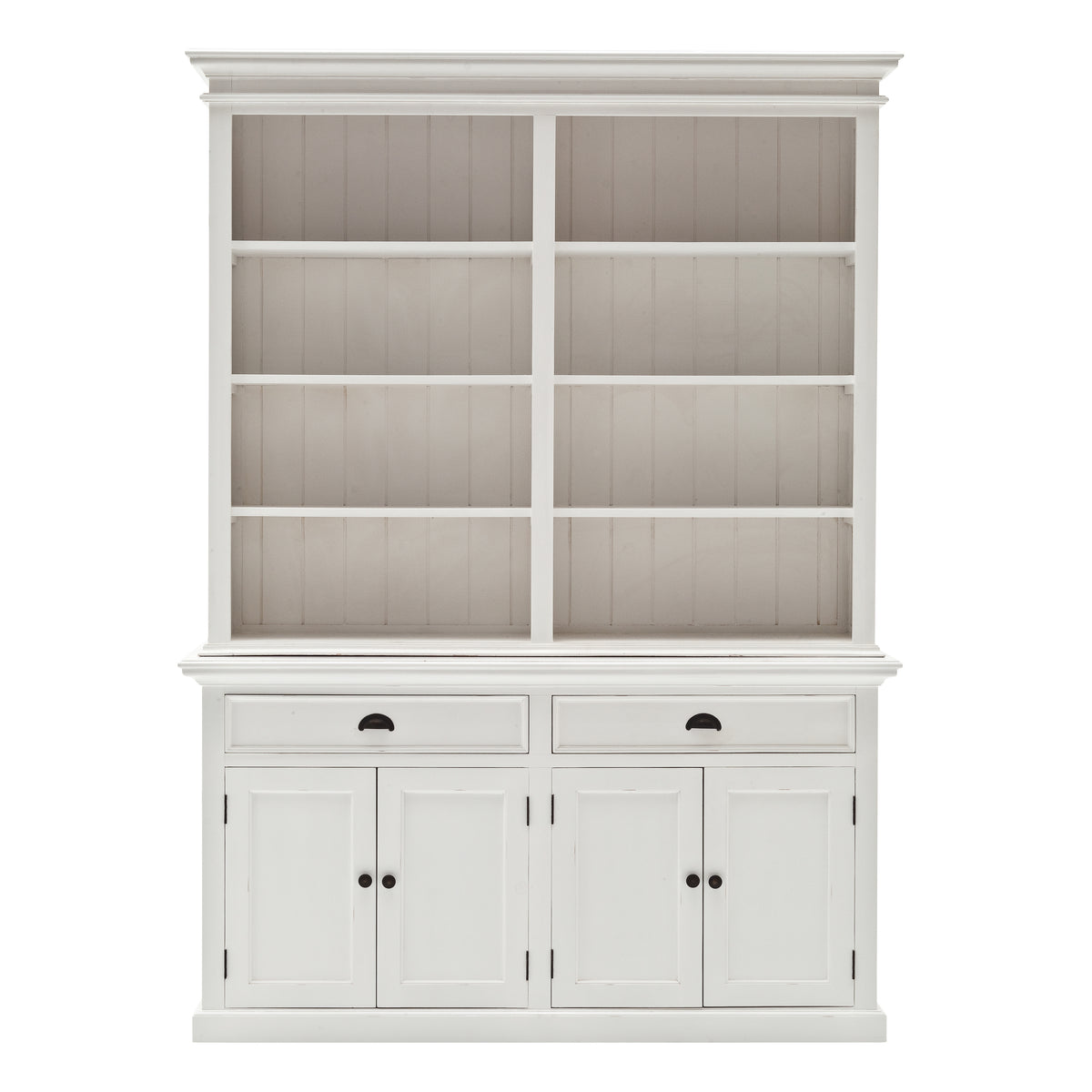 Generously Sized Hutch/Bookcase With Drawers & Deep Shelves  Perfect For Living Room Or Bedroom Storage  Intricate Beadboard W