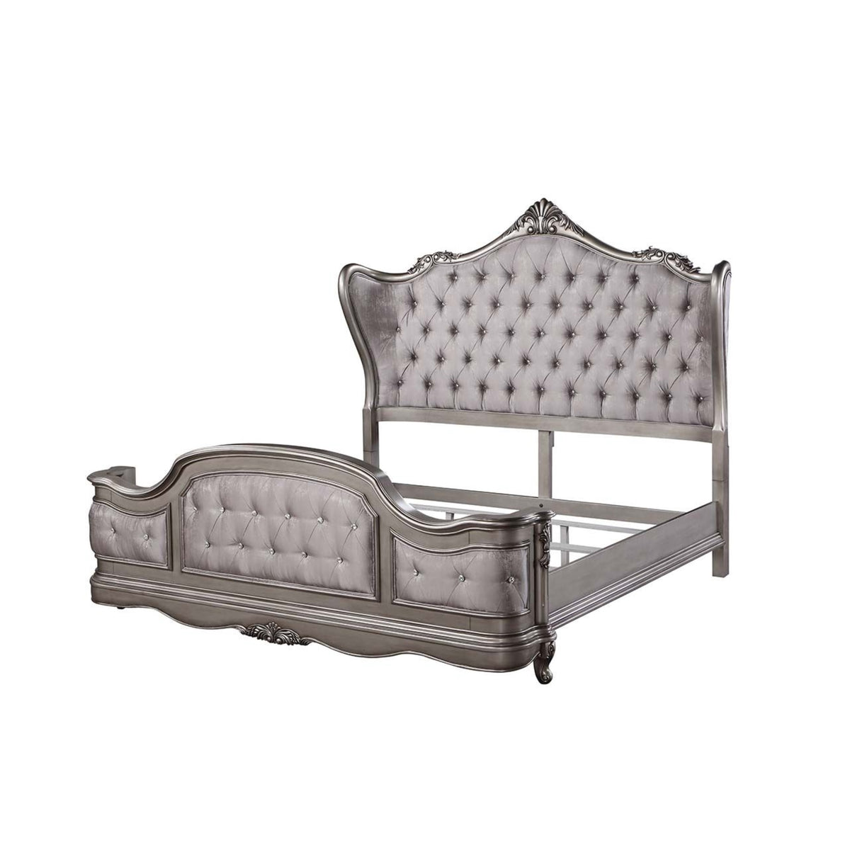 Acme Ausonia Eastern King Bed, Antique Platinum Finish