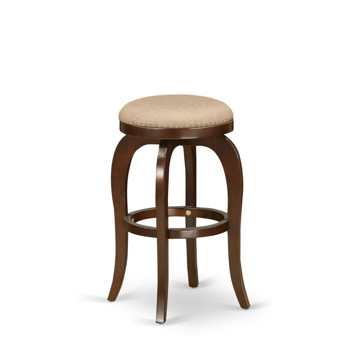 Elegant Wood Counter Height Stool | 30 Inch  Seat Height | Linen White Finish | Mahogany Legs | Swivel Seat | Highdensity Foam | Nai
