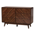 Modern Transitional Walnut Brown Finished Wood 6-Drawer Dresser-like New