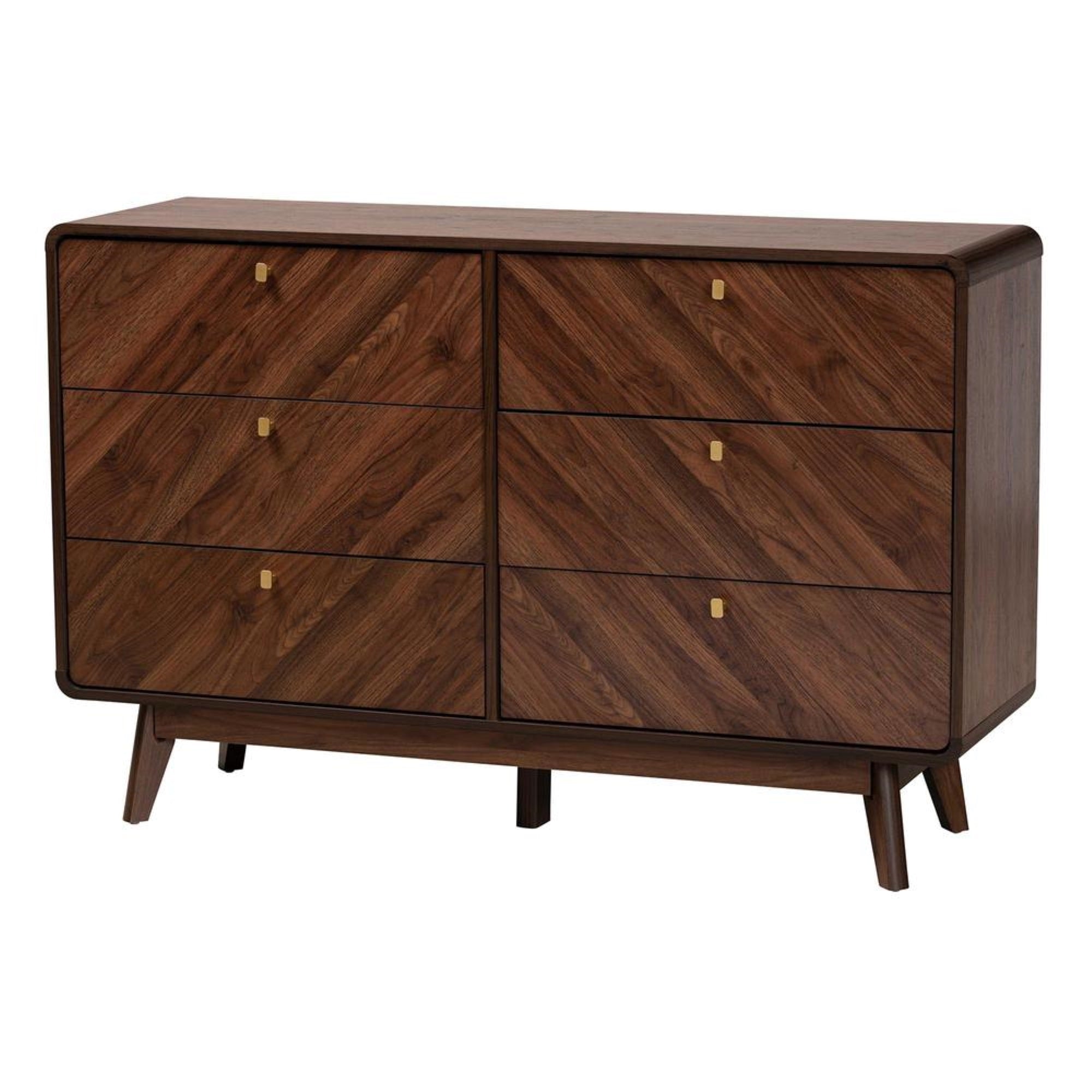 Modern Transitional Walnut Brown Finished Wood 6-Drawer Dresser-like New