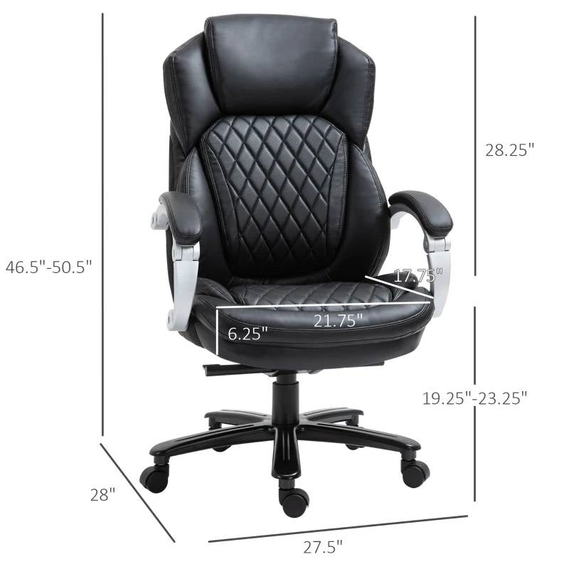 Black Big and Tall Diamond Stitching Executive Adjustable Height Office Chair