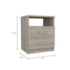 Modern 2-Drawer Nightstand with Open Shelf in Beige Wood Finish