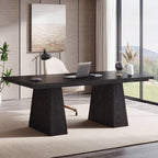 Modern Home Office Computer Desk Workstation in Black Wood Finish