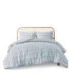 King/Cal King 3-Piece Blue Pompom Microfiber Hypoallergenic Comforter Set