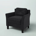 Black Microfiber Upholstered Armchair Flared Arm Chair with Tufted Back Cushion
