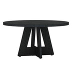 Modern Farmhouse 47-inch Round Kitchen Dining Table in Black Wood Finish