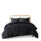 Twin/Twin XL 2 Piece Pompom Microfiber Hypoallergenic Comforter Set in Black