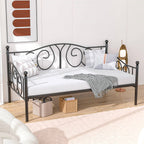 Twin size Victorian Black Metal Daybed Frame - 350 lbs. Weight Capacity