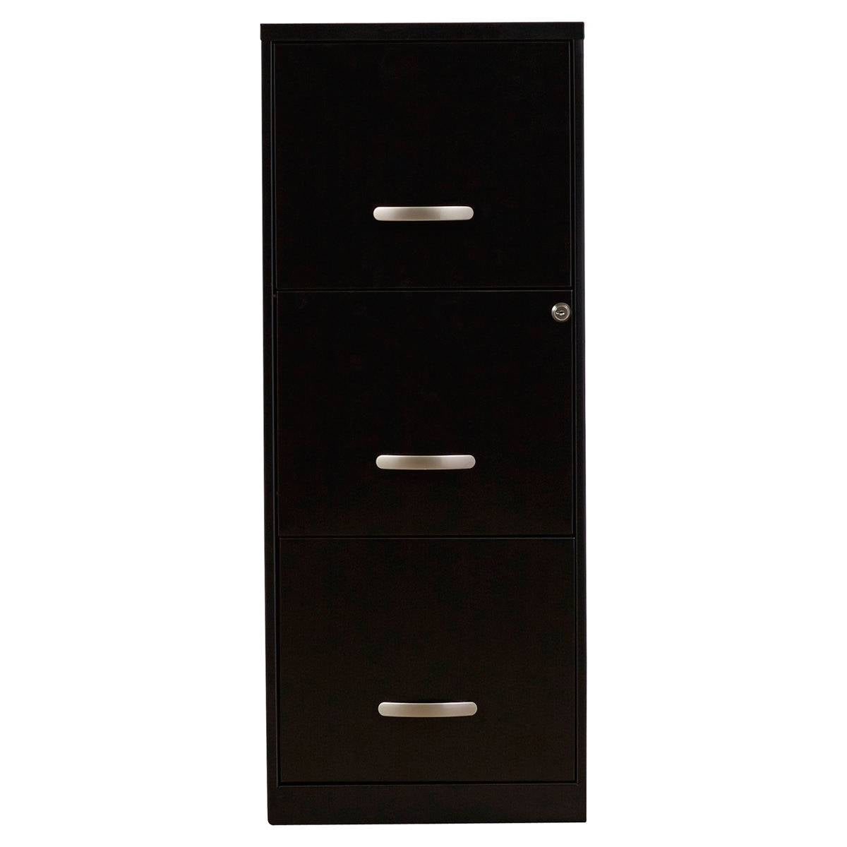 Black Metal 3-Drawer Vertical Key Locking File Cabinet