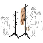 Space Saving Solid Wood Modern Coat Rack in Black Finish
