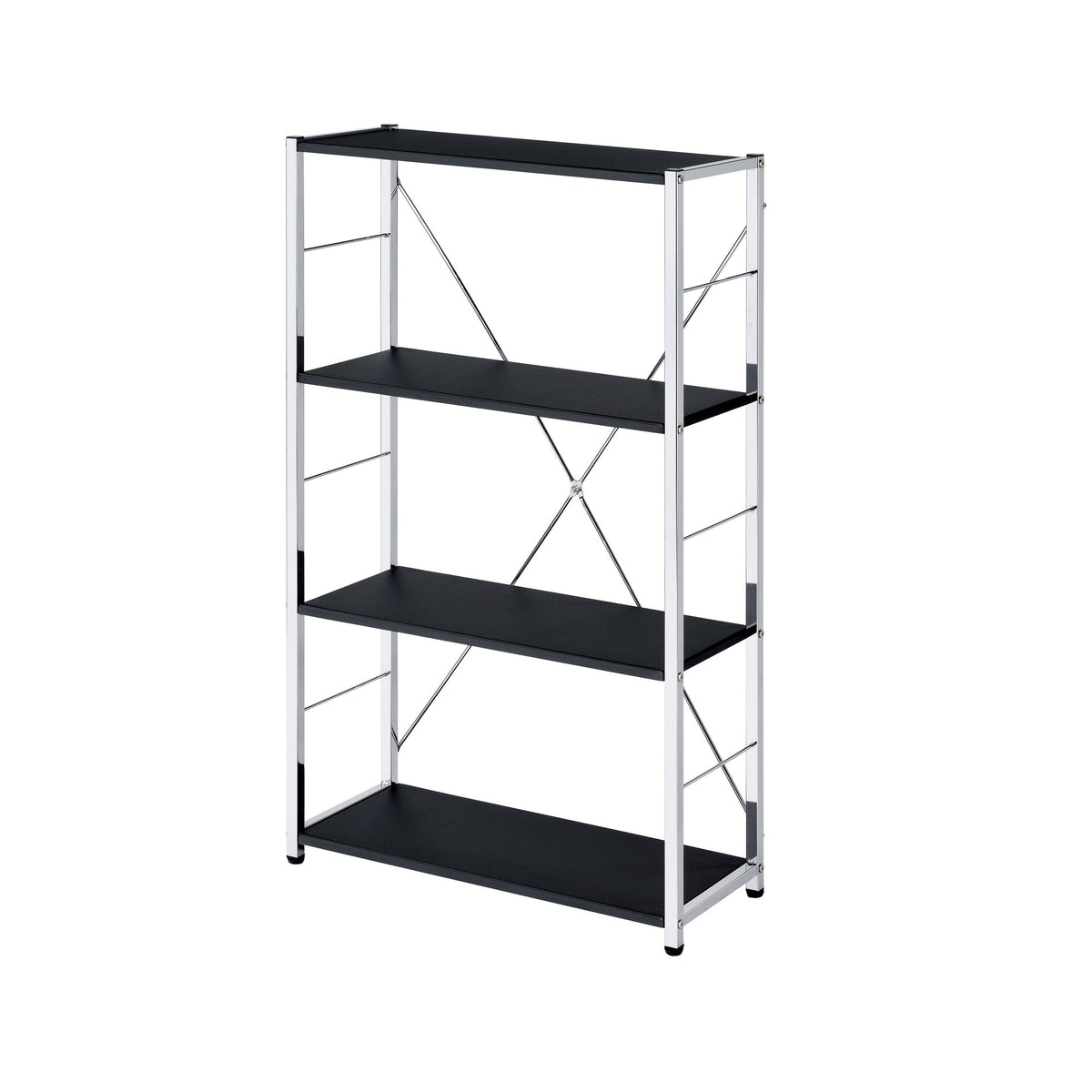 Bookshelf With X Shaped Crossbar Support, Black And White